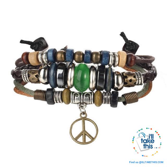 Leather Wristband Punk Design Bracelets Unisex, Turkish Evil Eye, Female Owl, Ethnic Turquoise band - I'LL TAKE THIS