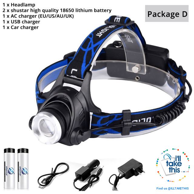 High Powered Headset - 3800 or 6000 Lumens in a Single LED Headlamps, Zoomable beam 60° - I'LL TAKE THIS