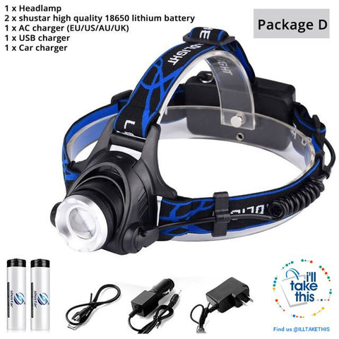 Image of High Powered Headset - 3800 or 6000 Lumens in a Single LED Headlamps, Zoomable beam 60° - I'LL TAKE THIS