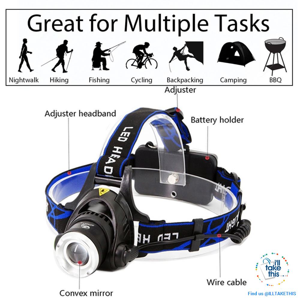 High Powered Headset - 3800 or 6000 Lumens in a Single LED Headlamps, Zoomable beam 60° - I'LL TAKE THIS