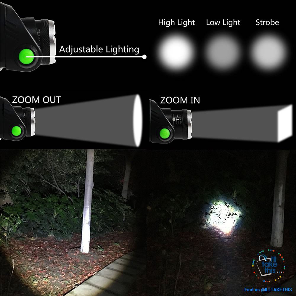 High Powered Headset - 3800 or 6000 Lumens in a Single LED Headlamps, Zoomable beam 60° - I'LL TAKE THIS
