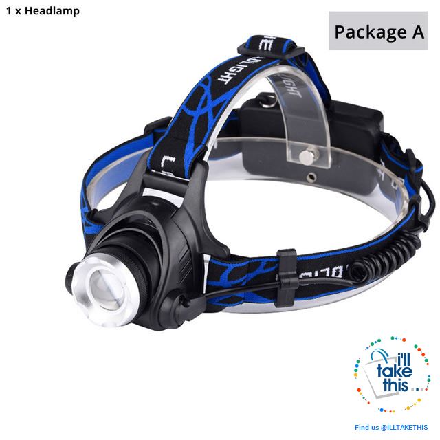 High Powered Headset - 3800 or 6000 Lumens in a Single LED Headlamps, Zoomable beam 60° - I'LL TAKE THIS