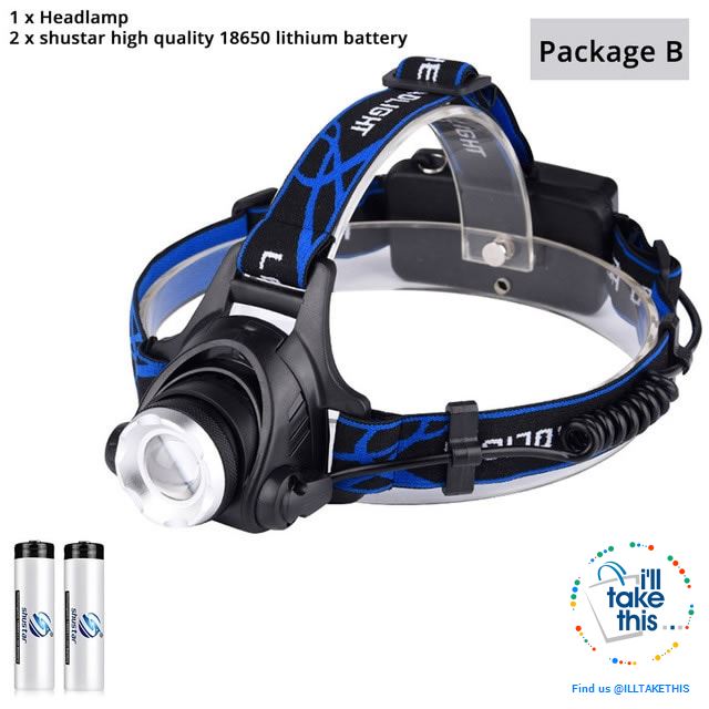 High Powered Headset - 3800 or 6000 Lumens in a Single LED Headlamps, Zoomable beam 60° - I'LL TAKE THIS