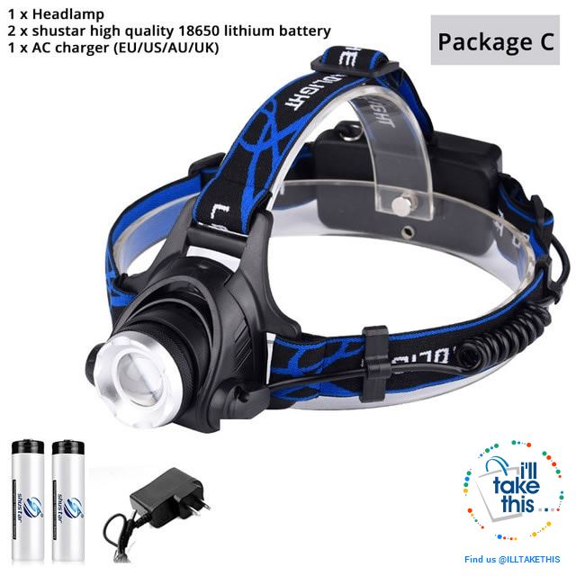 High Powered Headset - 3800 or 6000 Lumens in a Single LED Headlamps, Zoomable beam 60° - I'LL TAKE THIS