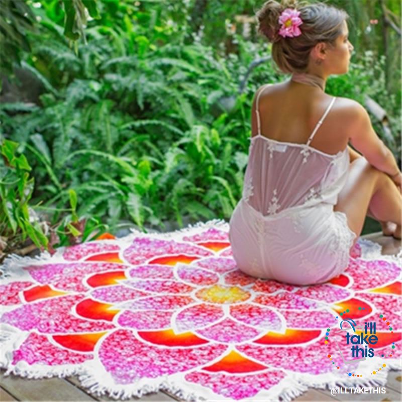 Mandala Tassel Tapestry, Round Mandala style Yoga Mat, Rayon printed Beach Blanket - I'LL TAKE THIS