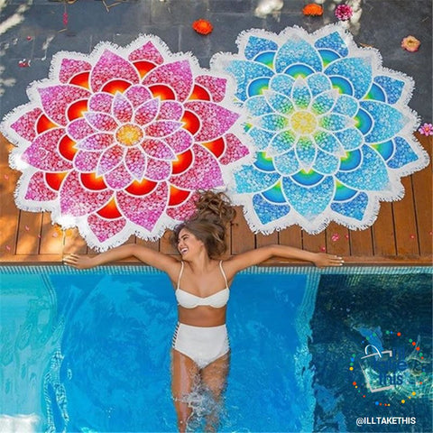 Image of Mandala Tassel Tapestry, Round Mandala style Yoga Mat, Rayon printed Beach Blanket - I'LL TAKE THIS