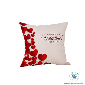 π LOVE Heart Collection of Cotton Linen Pillow Case ideal Valentine's Day Gift, Very Romantic