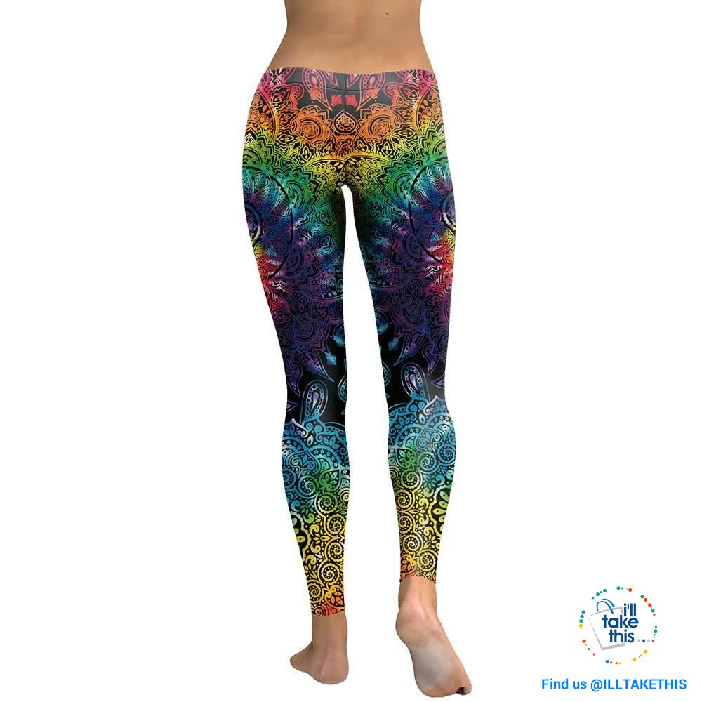 Mandala Flower 3D Printed Patchwork color Fitness Leggings, Slim fitting - I'LL TAKE THIS