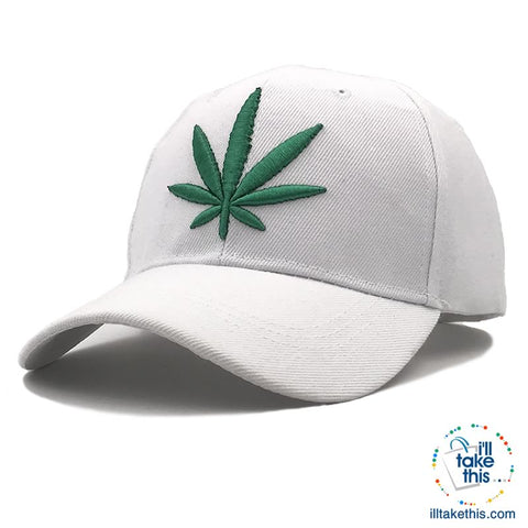 Image of Hemp Leaf Emblem Baseball Cap Unisex Sports leisure hats - Adjustable Snapback baseball cap, one size fits all