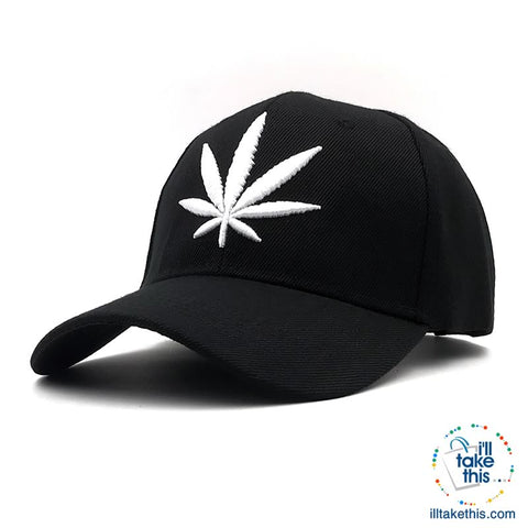 Image of Hemp Leaf Emblem Baseball Cap Unisex Sports leisure hats - Adjustable Snapback baseball cap, one size fits all