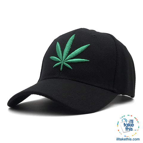 Image of Hemp Leaf Emblem Baseball Cap Unisex Sports leisure hats - Adjustable Snapback baseball cap, one size fits all