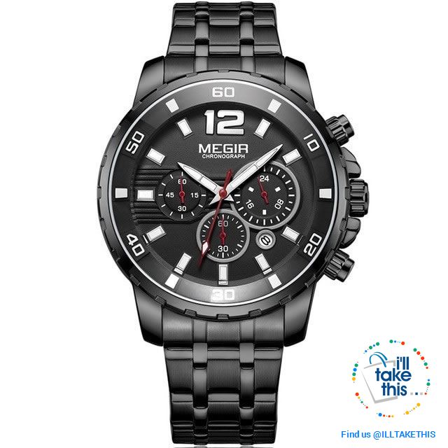 Men's Luxury Business Watches, Stainless Steel Quartz Water-resistant Gold, Silver/White or Black - I'LL TAKE THIS