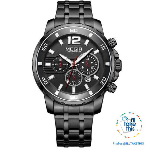 Image of Men's Luxury Business Watches, Stainless Steel Quartz Water-resistant Gold, Silver/White or Black - I'LL TAKE THIS