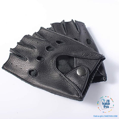 Image of Men's Drivers Gloves Genuine Leather - Supersoft Deerskin Fingerless Gloves - 2 Colors - I'LL TAKE THIS