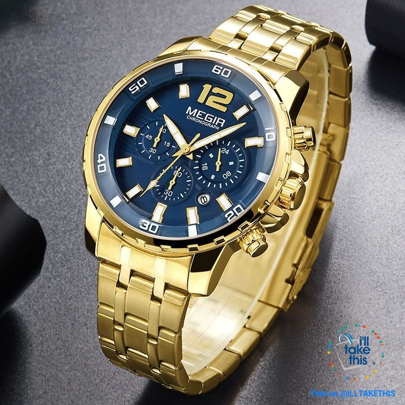 Men's Luxury Business Watches, Stainless Steel Quartz Water-resistant Gold, Silver/White or Black - I'LL TAKE THIS