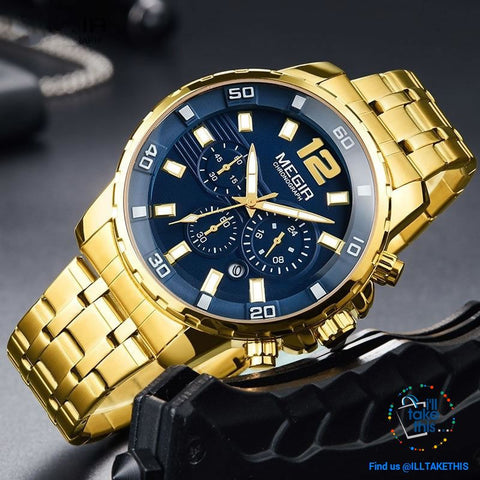 Image of Men's Luxury Business Watches, Stainless Steel Quartz Water-resistant Gold, Silver/White or Black - I'LL TAKE THIS