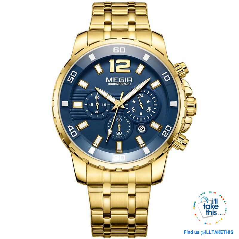 Men's Luxury Business Watches, Stainless Steel Quartz Water-resistant Gold, Silver/White or Black - I'LL TAKE THIS