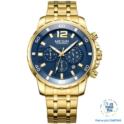 Image of Men's Luxury Business Watches, Stainless Steel Quartz Water-resistant Gold, Silver/White or Black - I'LL TAKE THIS