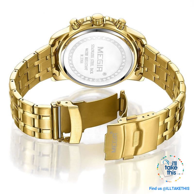 Men's Luxury Business Watches, Stainless Steel Quartz Water-resistant Gold, Silver/White or Black - I'LL TAKE THIS