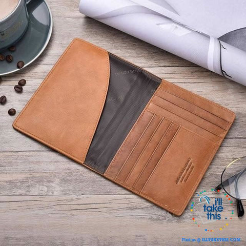 Image of Men's Mega 8/16 Card Wallet in Genuine Cowhide Leather with Passport compartment - Black or Brown - I'LL TAKE THIS