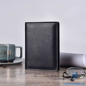 Men's Mega 8/16 Card Wallet in Genuine Cowhide Leather with Passport compartment - Black or Brown