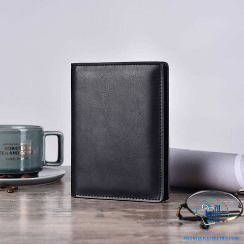 Image of Men's Mega 8/16 Card Wallet in Genuine Cowhide Leather with Passport compartment - Black or Brown - I'LL TAKE THIS