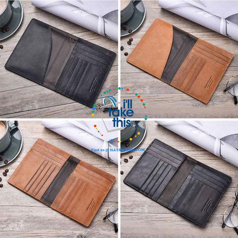 Image of Men's Mega 8/16 Card Wallet in Genuine Cowhide Leather with Passport compartment - Black or Brown - I'LL TAKE THIS