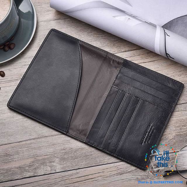 Men's Mega 8/16 Card Wallet in Genuine Cowhide Leather with Passport compartment - Black or Brown - I'LL TAKE THIS