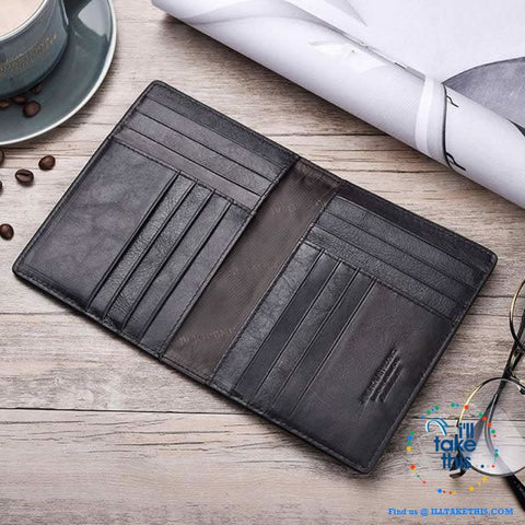 Image of Men's Mega 8/16 Card Wallet in Genuine Cowhide Leather with Passport compartment - Black or Brown - I'LL TAKE THIS