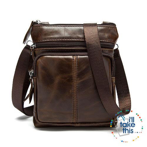 Man Bag in Genuine Leather - Small Messenger Bag with Shoulder Strap/Cross-body - 5 Colors - I'LL TAKE THIS
