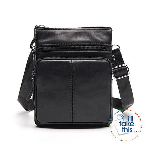 Image of Man Bag in Genuine Leather - Small Messenger Bag with Shoulder Strap/Cross-body - 5 Colors - I'LL TAKE THIS