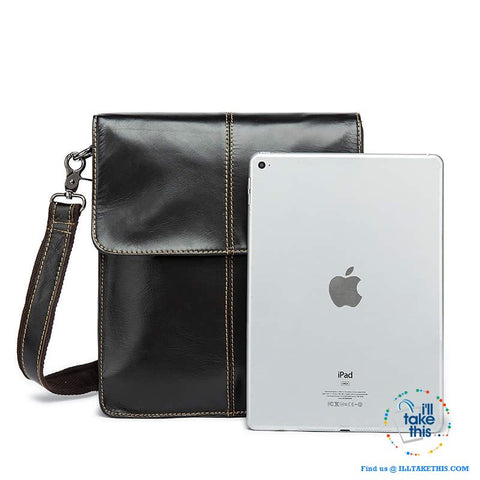 Image of Men's Messenger Bag/Shoulder bag, enough room to take your Tech gear, in Smooth Leather Coffee brown - I'LL TAKE THIS