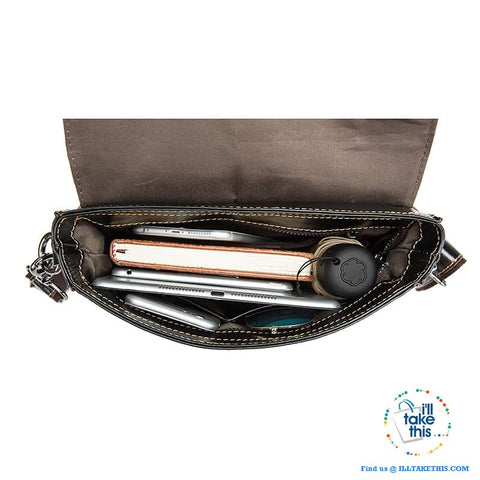 Image of Men's Messenger Bag/Shoulder bag, enough room to take your Tech gear, in Smooth Leather Coffee brown - I'LL TAKE THIS