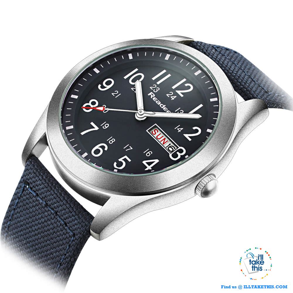 ⌚ Men Limited Edition Military Styled Watches with Canvas Wristband - 3 Color Face/Band Options - I'LL TAKE THIS
