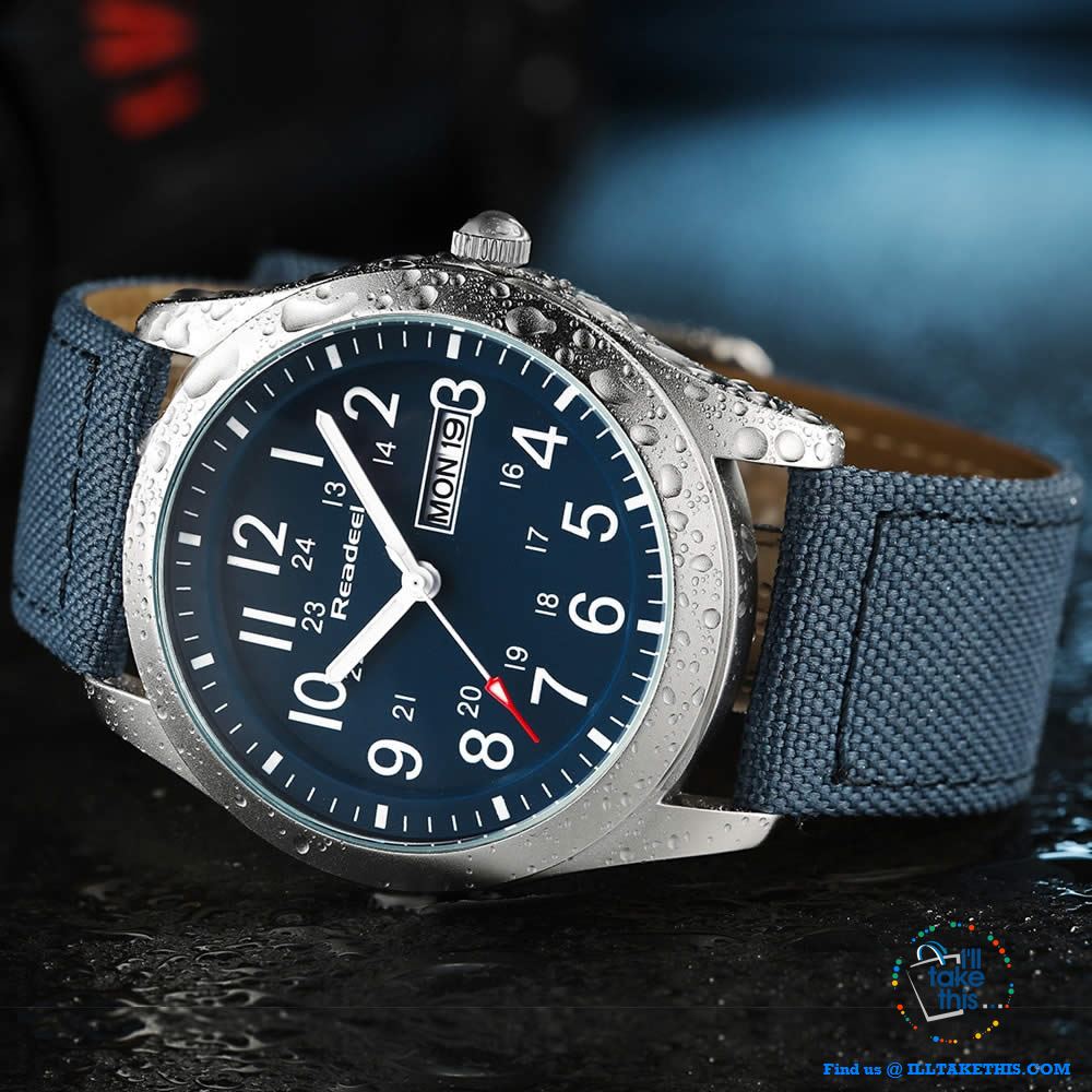 ⌚ Men Limited Edition Military Styled Watches with Canvas Wristband - 3 Color Face/Band Options - I'LL TAKE THIS