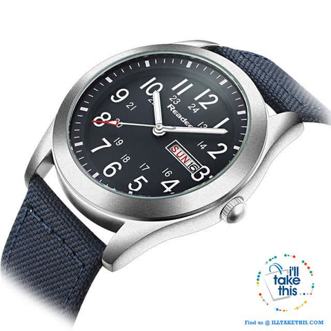 Image of ⌚ Men Limited Edition Military Styled Watches with Canvas Wristband - 3 Color Face/Band Options - I'LL TAKE THIS