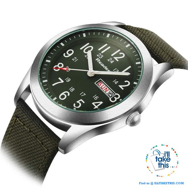 ⌚ Men Limited Edition Military Styled Watches with Canvas Wristband - 3 Color Face/Band Options - I'LL TAKE THIS