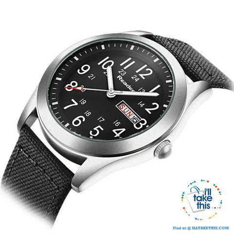 Image of ⌚ Men Limited Edition Military Styled Watches with Canvas Wristband - 3 Color Face/Band Options - I'LL TAKE THIS