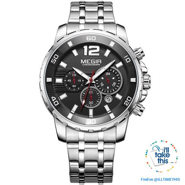Men's Luxury Business Watches, Stainless Steel Quartz Water-resistant Gold, Silver/White or Black - I'LL TAKE THIS