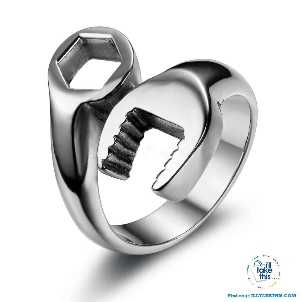🔧 Men's Spanner/Wrench Stainless Steel Rings in Gold, Silver or Black - I'LL TAKE THIS