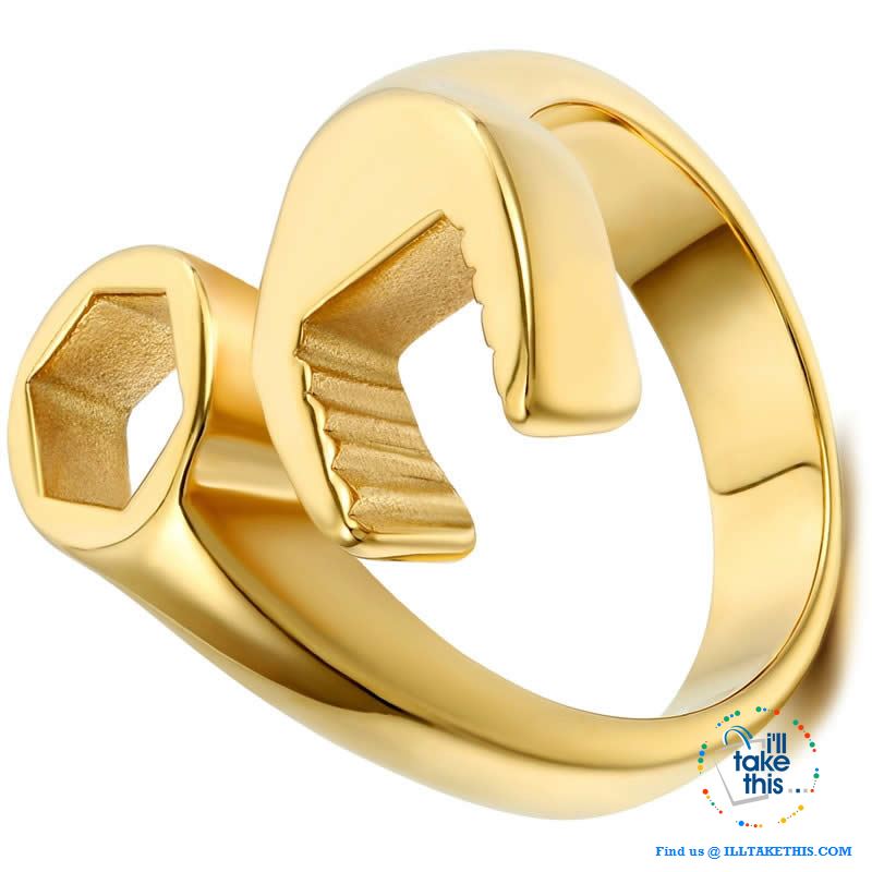 🔧 Men's Spanner/Wrench Stainless Steel Rings in Gold, Silver or Black - I'LL TAKE THIS