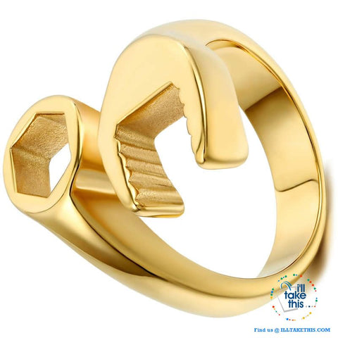 Image of 🔧 Men's Spanner/Wrench Stainless Steel Rings in Gold, Silver or Black - I'LL TAKE THIS
