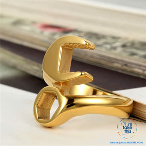 🔧 Men's Spanner/Wrench Stainless Steel Rings in Gold, Silver or Black - I'LL TAKE THIS