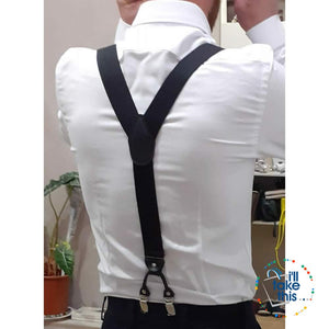 Men's Suspenders Fashionable 6 Clips Braces - Vintage and Casual Style ideal Father/Husband's Gift