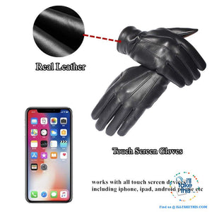 Touch screen Soft Sheepskin Leather Gloves in Black