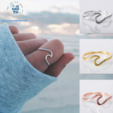 Image of Minimalist Wave Rings for Women, Midi Ring Knuckle in Rose Gold, Gold or Silver - I'LL TAKE THIS