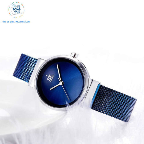 Image of Minimalist Women's close-weave mesh wristwatch, 3 color options set in Silver - I'LL TAKE THIS