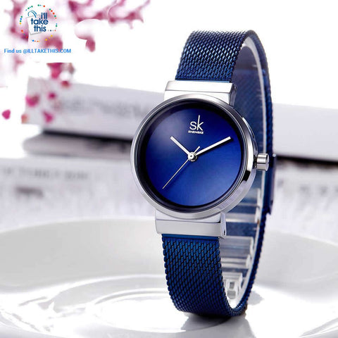 Image of Minimalist Women's close-weave mesh wristwatch, 3 color options set in Silver - I'LL TAKE THIS