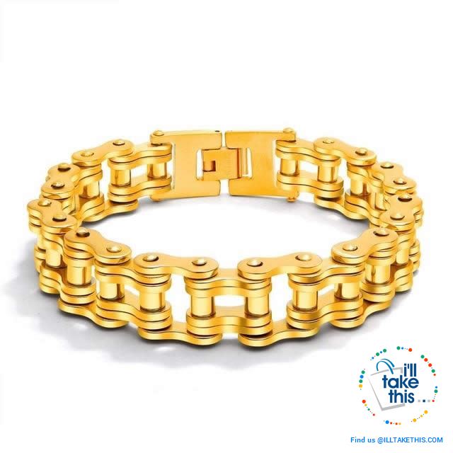 Link Chain Bracelets - 11 Color Options in a Stainless Steel Link Chain Men's Bracelet