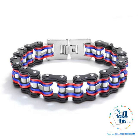 Image of Link Chain Bracelets - 11 Color Options in a Stainless Steel Link Chain Men's Bracelet